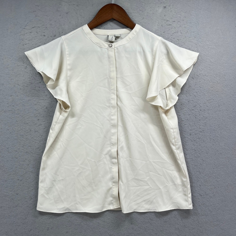 Joie Blouse Women XS Ivory Flutter Sleeve Ruffle Career Minimalist Cottagecore